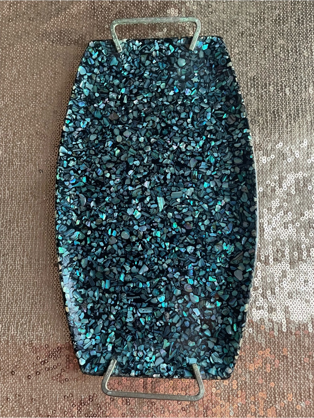 Vintage Paua Shell New Zealand Decorative Serving Tray
